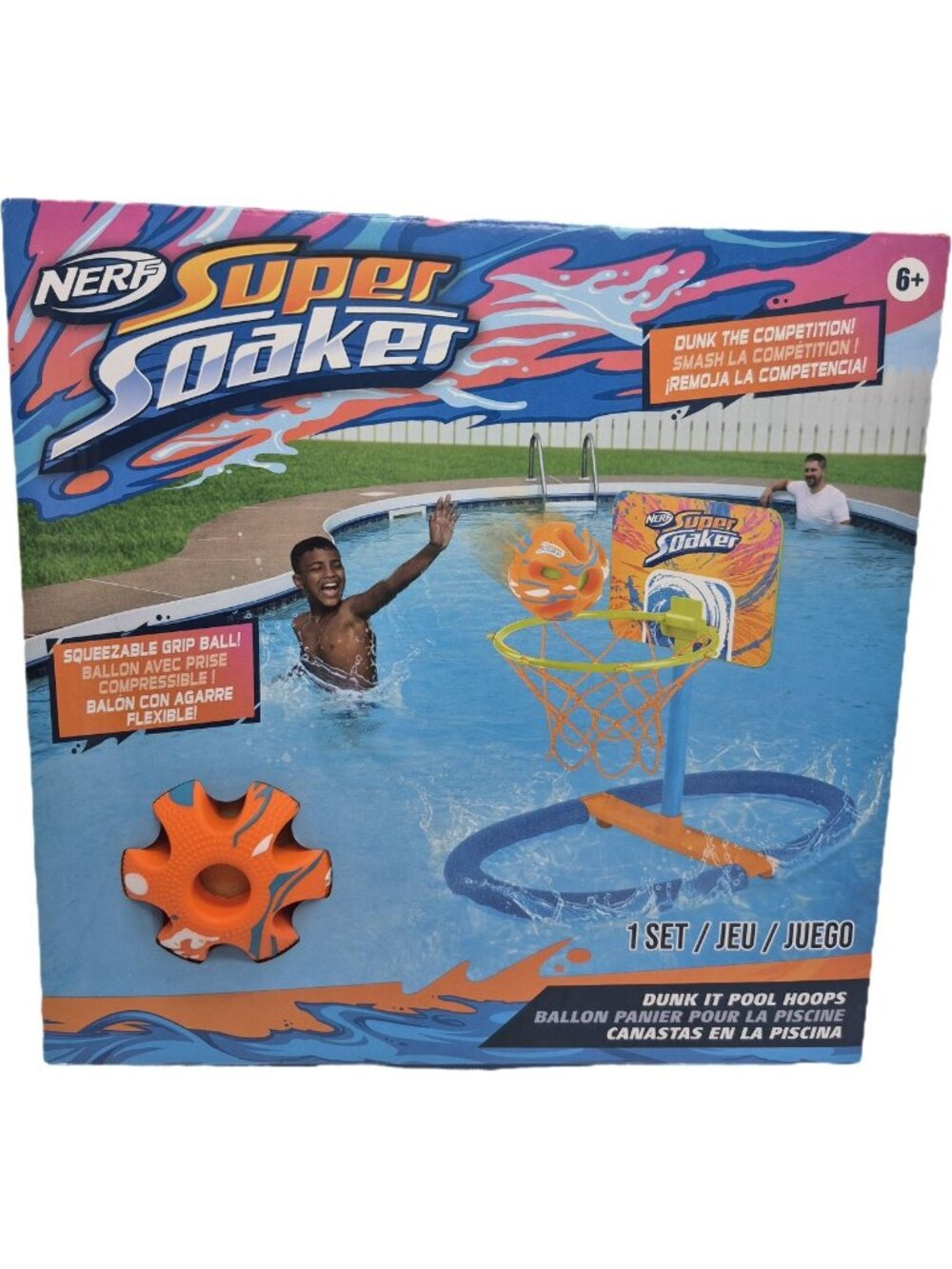 Nerf Super Soaker Dunk It Pool Basketball Set Floating Hoop Swimming Toys Summer